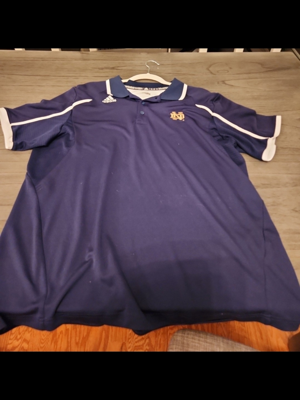 Notre Dame Adidas Navy Polo with White Trim
